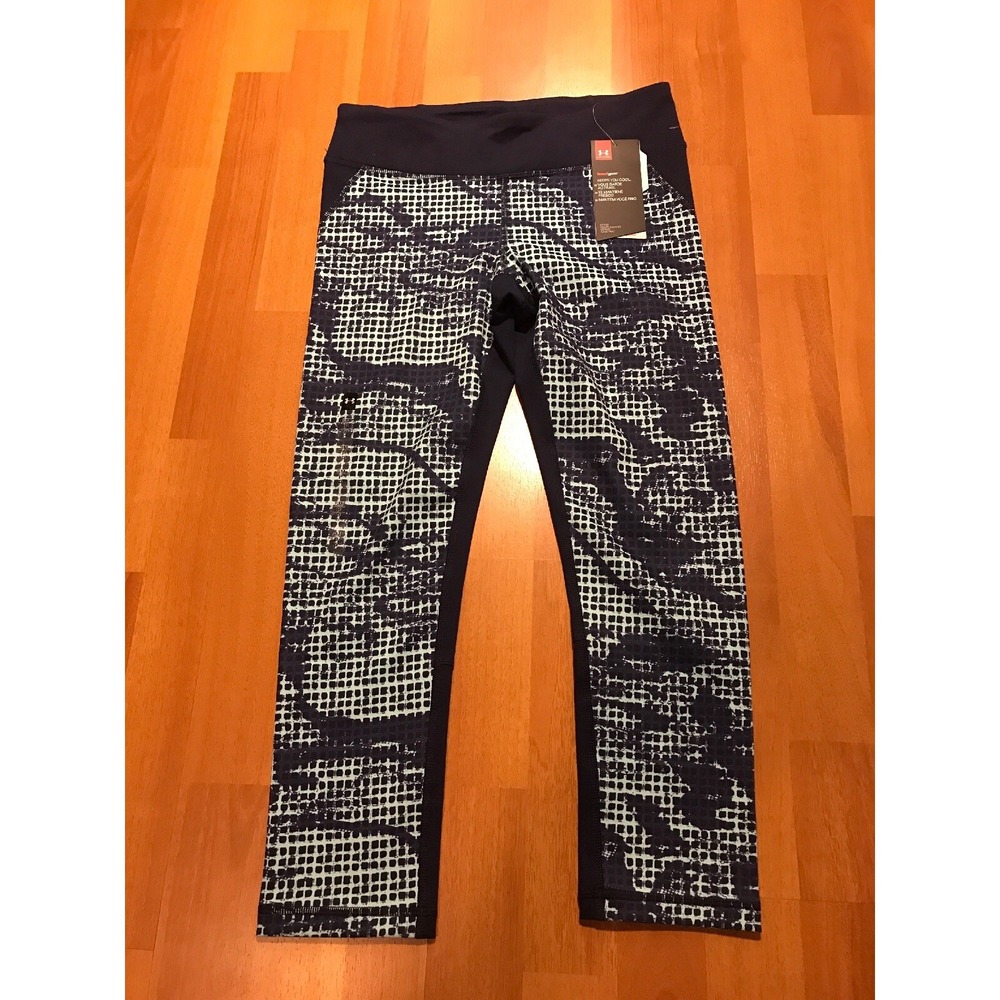 UNDER ARMOUR Heat Gear Crop Cropped Leggings Women's Small S‎ Graphic Print New